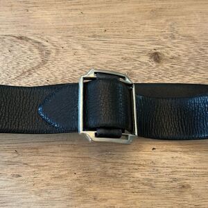 Vintage black leather belt 36 shrunken Kipskin 36